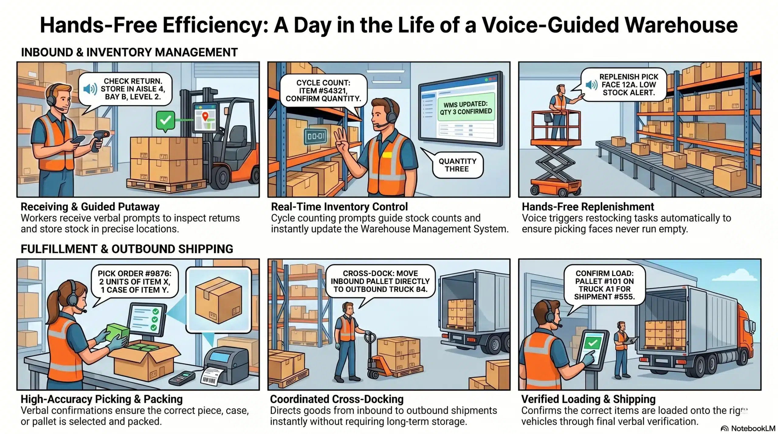 Voice guided warehouse efficiency overview diagram